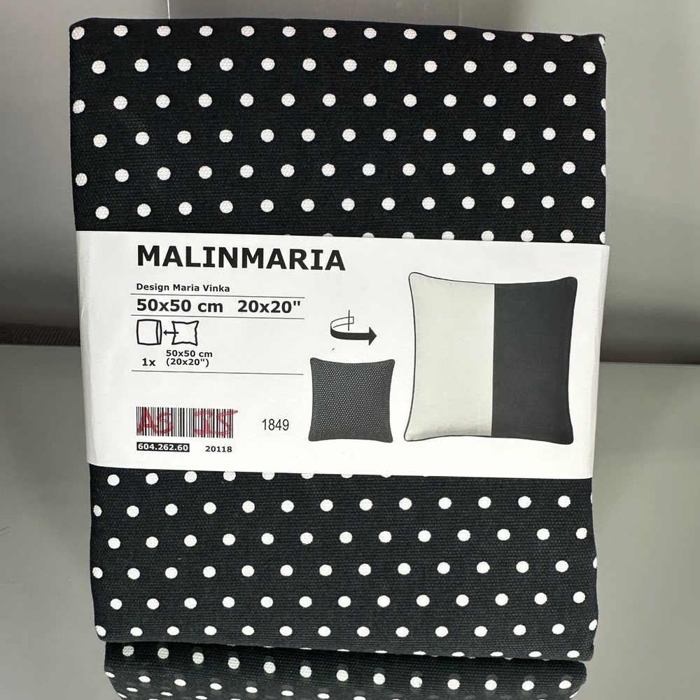 IKEA Black White Polka Dots Cushion Cover 20x20" (50x50 cm) Square Pillow Cover